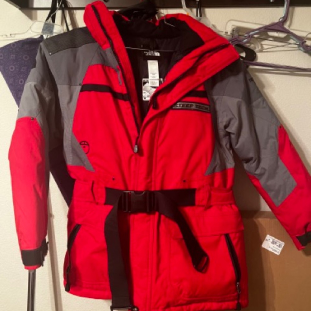 NEW Men's The North Face Steep Tech Down Jacket w/belt & removable Fur hood Sz M